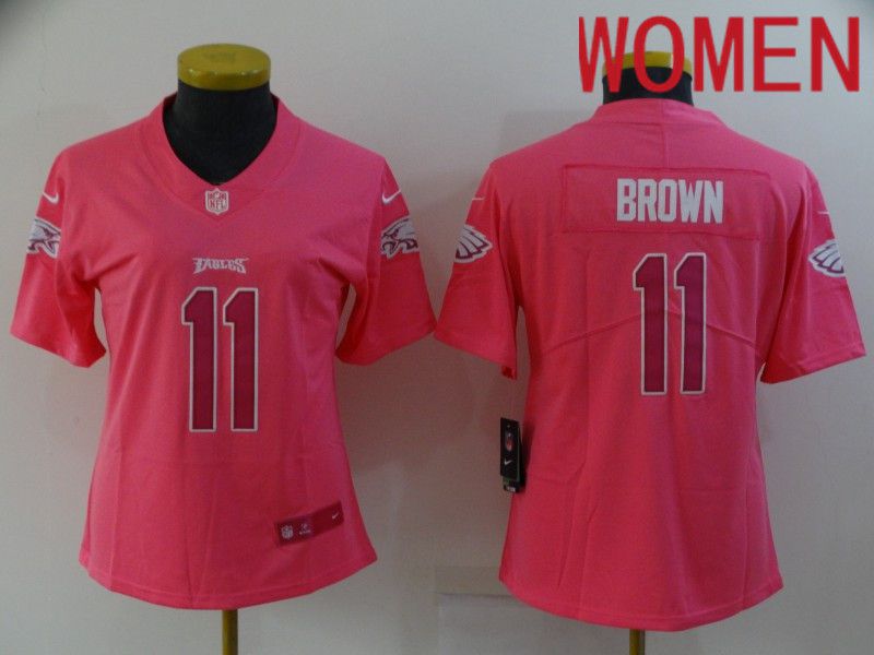 Women Philadelphia Eagles #11 Brown Pink 2022 Nike Limited Vapor Untouchable NFL Jersey->women nfl jersey->Women Jersey